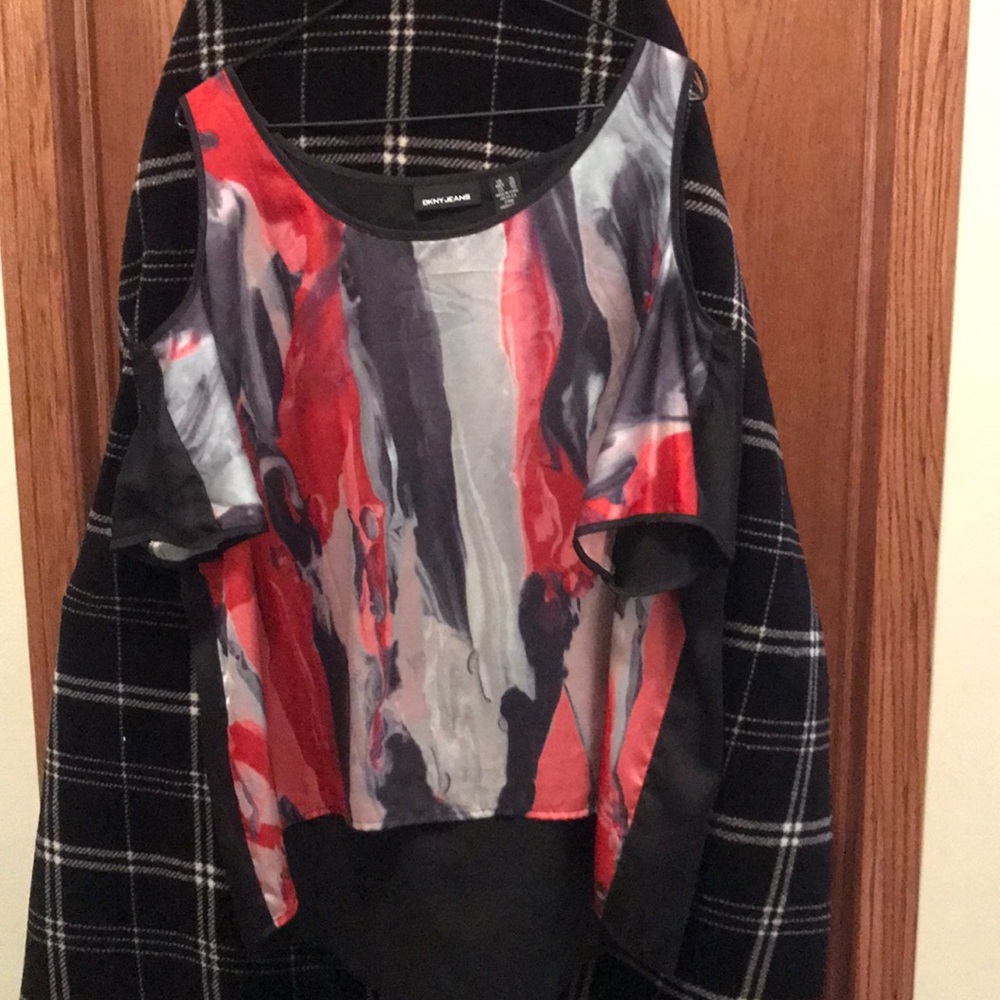 DKNY cold shoulder top.